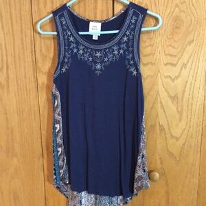 Knox Rose Asymmetrical Blue Gray Tank Top